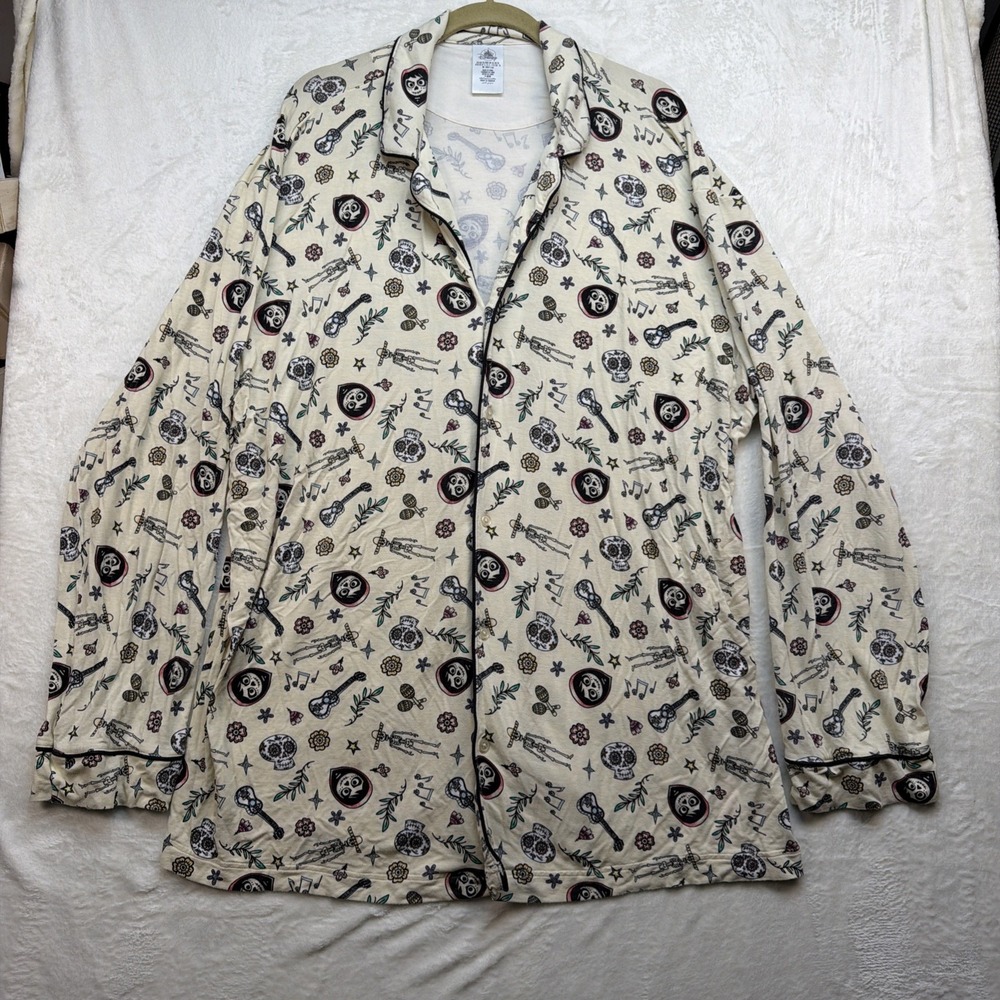 Disney Pixar Coco Pajama Set Mens XL Sugar Skull‎ Day Of The Dead Sleepwear Set